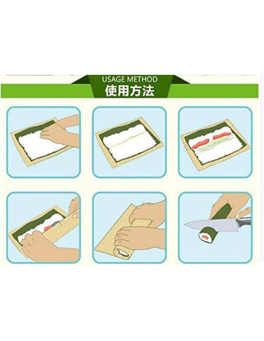 Kit de Hacer Sushi JapanBargain - 2 Esteras de Bambú Verde