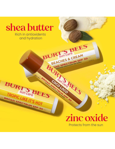 Bálsamo Labial Burt's Bees SPF 30 - Escapada a la Isla, 3 Tubos