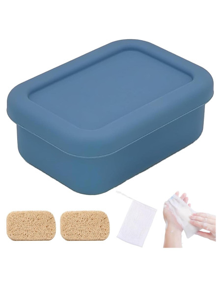 Estuche de Jabón de Silicona CIKE a Prueba de Fugas Azul Estuche de Jabón de Silicona CIKE a Prueba de Fugas Azul