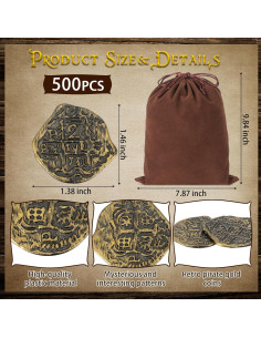 Juego de Monedas de Plástico Pirata Jenaai 500 Pcs Bronce 2