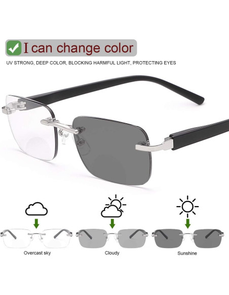 Gafas de lectura bifocales fotocromáticas UV 400 - Negro 1.0x Gafas de lectura bifocales fotocromáticas UV 400 - Negro 1.0x