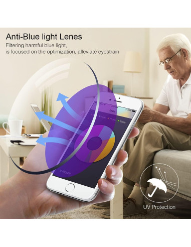 Gafas de lectura bifocales fotocromáticas UV 400 - Negro 1.0x