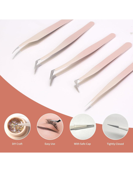 Pinzas para Extensiones de Pestañas Rnodoilkfly Acero Inoxidable Pinzas para Extensiones de Pestañas Rnodoilkfly Acero Inoxidable