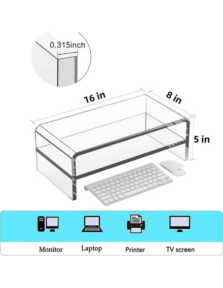 Soporte de Monitor Acrílico Genérico 2 Niveles 40.64x20.32 cm Soporte de Monitor Acrílico Genérico 2 Niveles 40.64x20.32 cm