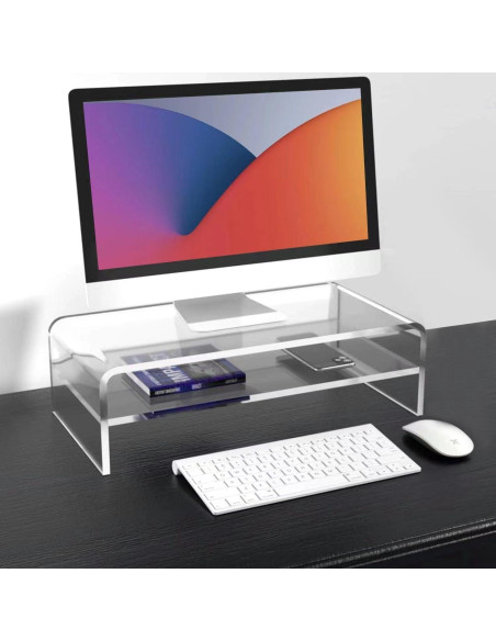 Soporte de Monitor Acrílico Genérico 2 Niveles 40.64x20.32 cm Soporte de Monitor Acrílico Genérico 2 Niveles 40.64x20.32 cm