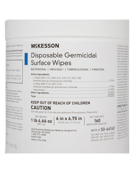 Toallitas Desinfectantes McKesson 800 Unidades con Alcohol Toallitas Desinfectantes McKesson 800 Unidades con Alcohol