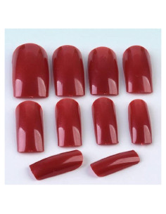 500 Uñas Falsas Francesas ABS Rojo Oscuro en 10 Tamaños