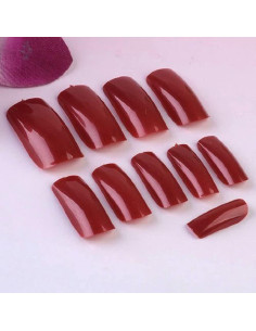 500 Uñas Falsas Francesas ABS Rojo Oscuro en 10 Tamaños 2
