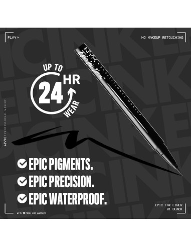 Delineador Líquido Impermeable NYX Epic Ink - Negro Mate
