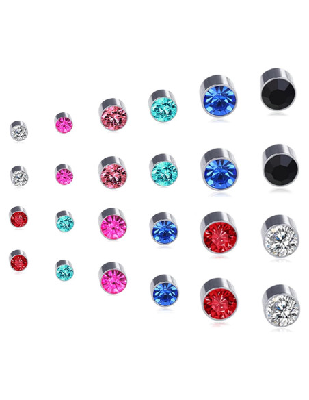 Juego de Aretes Magnéticos Spiritlele 12 Pares Colores CZ Juego de Aretes Magnéticos Spiritlele 12 Pares Colores CZ