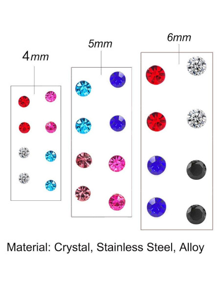 Juego de Aretes Magnéticos Spiritlele 12 Pares Colores CZ Juego de Aretes Magnéticos Spiritlele 12 Pares Colores CZ