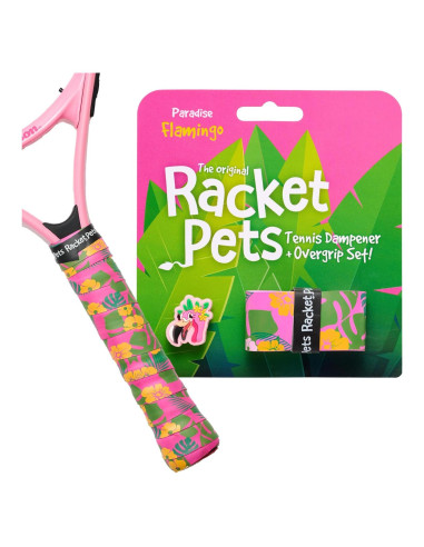 Dampener y Cinta de Agarre Racket Pets Flamingo Tenis