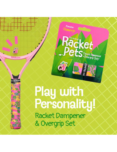 Dampener y Cinta de Agarre Racket Pets Flamingo Tenis