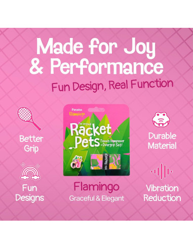 Dampener y Cinta de Agarre Racket Pets Flamingo Tenis