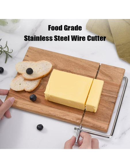 Cortador de Queso Splotiva con Alambre Inoxidable y Tabla de Madera Haya Cortador de Queso Splotiva con Alambre Inoxidable y Tabla de Madera Haya