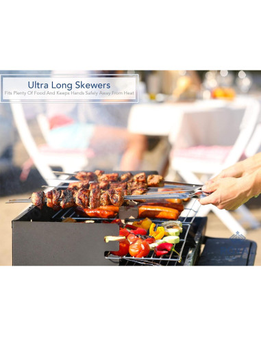 Palos de Shish Kabob de Acero Inoxidable Royal Imports - 12 Piezas 43 cm