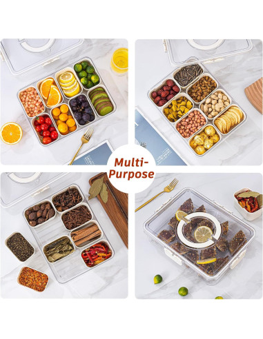 Bandeja de Servicio Dividida Dingerjar 8 Compartimentos Blanca