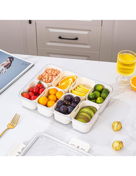 Bandeja de Servicio Dividida Dingerjar 8 Compartimentos Blanca Bandeja de Servicio Dividida Dingerjar 8 Compartimentos Blanca