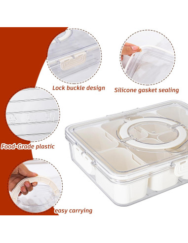 Bandeja de Servicio Dividida Dingerjar 8 Compartimentos Blanca