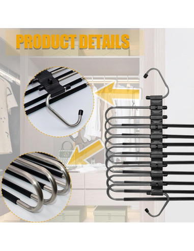 Perchas Plegables Ahorra Espacio trrcylp 2Pack 9 Capas Negro