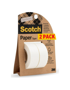 Cinta de papel Scotch translúcida 1.9 cm x 152.4 m, 2 rollos