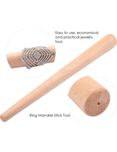 Mandril de Madera para Anillos - Herramienta de Joyería 28cm