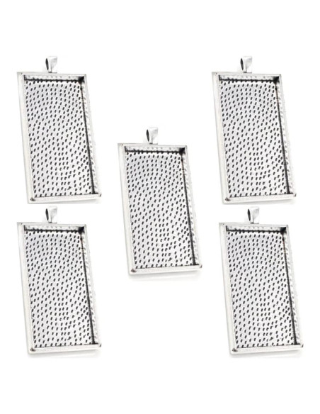 10 Bandejas de Colgante Bezel Blanco 25x50mm Plata Antigua 10 Bandejas de Colgante Bezel Blanco 25x50mm Plata Antigua