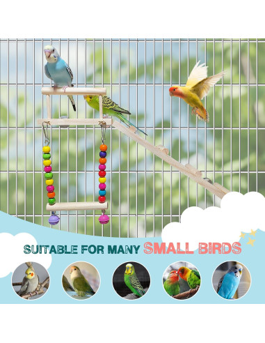 Juego de 3 Perchas para Aves Sysmashing con Escalera 33.78cm