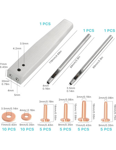Kit de Remaches y Arandelas Aemygo 43 Piezas para Cuero