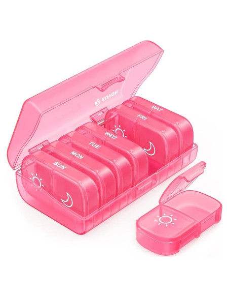Organizador de Pastillas AUVON XL Semanal Rosa 2 Veces al Día Organizador de Pastillas AUVON XL Semanal Rosa 2 Veces al Día