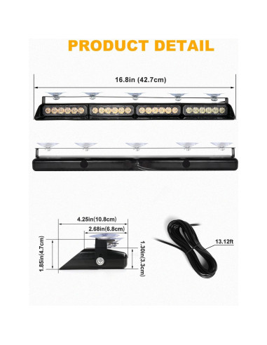 Luces Estroboscópicas de Emergencia HLauto 42.7 cm 48 LED