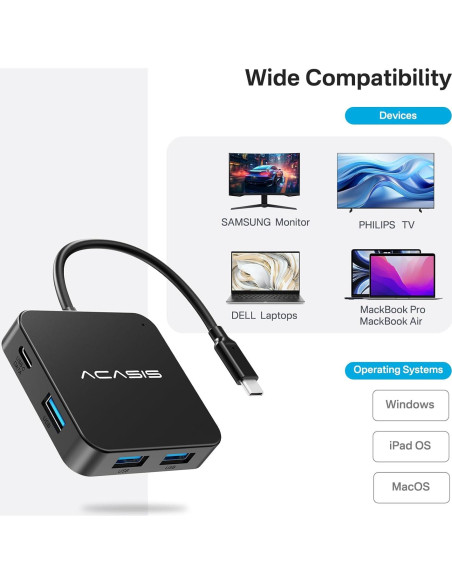 Hub USB C ACASIS 10Gbps con HDMI 4K 60Hz y Carga 100W Hub USB C ACASIS 10Gbps con HDMI 4K 60Hz y Carga 100W