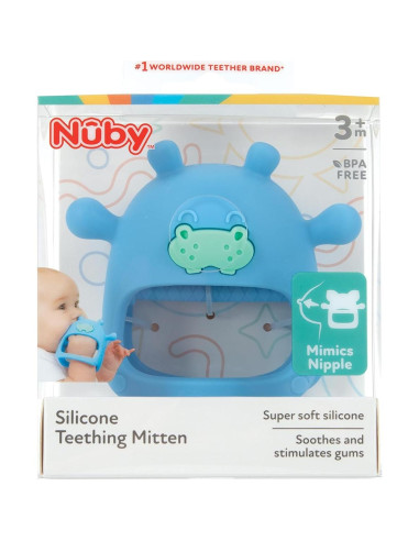 Mitón de Dentición de Silicona Nuby Hipopótamo 3+ Meses