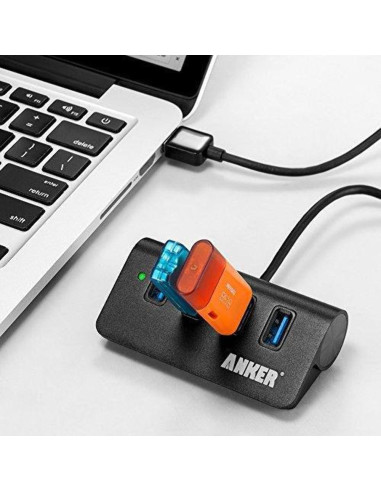 Hub USB 3.0 Anker de Aluminio 4 Puertos Portátil Negro