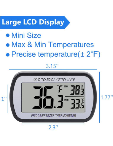 Termómetro Digital para Refrigerador y Congelador RIY - Pantalla LCD