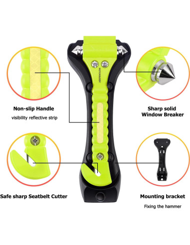 Juego de 2 Martillos de Seguridad MOTORBUDDY con Cortador