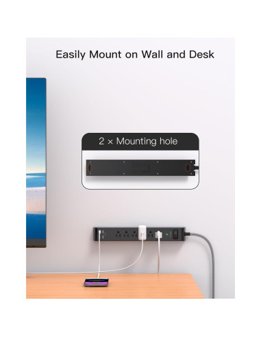 Protector de Sobretensión MIFASOPOWER 6 Salidas 4 USB 1.52m