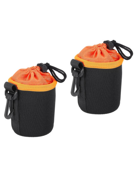 Bolsa de Lente de Neopreno PATIKIL 2 Pcs 75x100mm Negra/Naranja Bolsa de Lente de Neopreno PATIKIL 2 Pcs 75x100mm Negra/Naranja