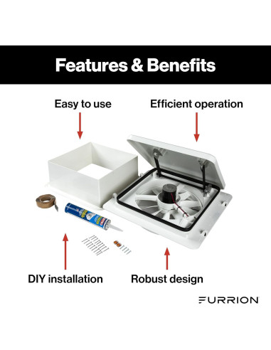 Ventilador de Techo Furrion 14" para RV 10 Aspas 12V Blanco