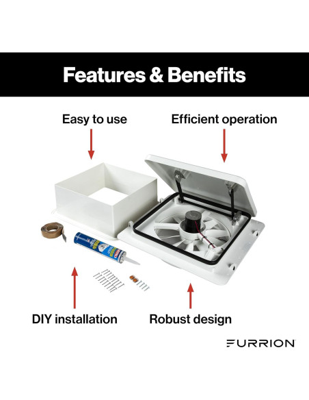 Ventilador de Techo Furrion 14" para RV 10 Aspas 12V Blanco Ventilador de Techo Furrion 14" para RV 10 Aspas 12V Blanco
