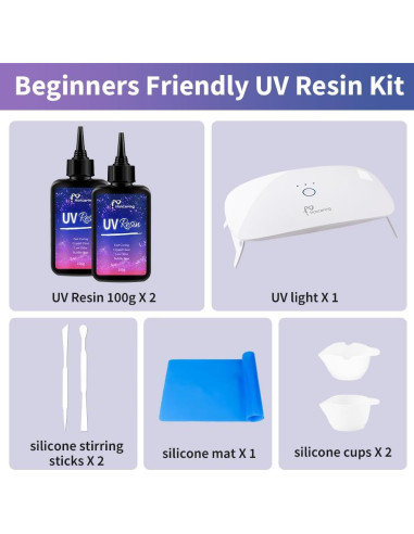 Kit de Resina UV 200g Honcaring con Luz UV y Accesorios