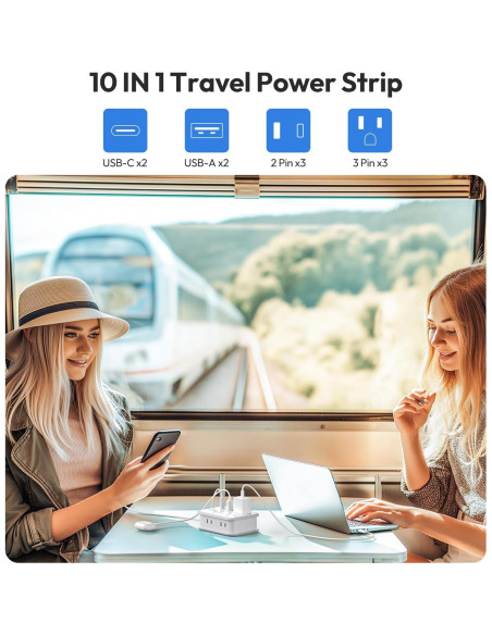 Regleta de Viaje NTONPOWER 6 Salidas 4 USB Carga Rápida Regleta de Viaje NTONPOWER 6 Salidas 4 USB Carga Rápida
