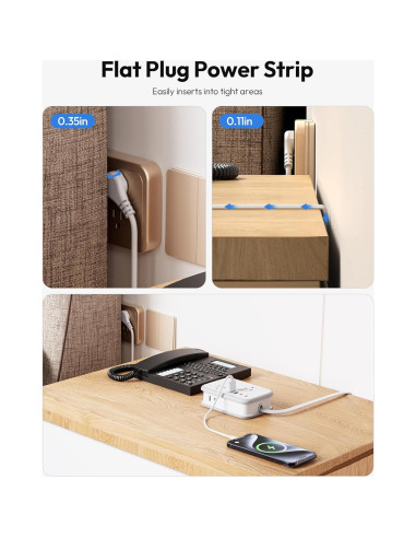 Regleta de Viaje NTONPOWER 6 Salidas 4 USB Carga Rápida