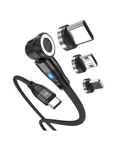 Cable de Carga Magnético 3 en 1 McmhyingPop 60W 1m Negro