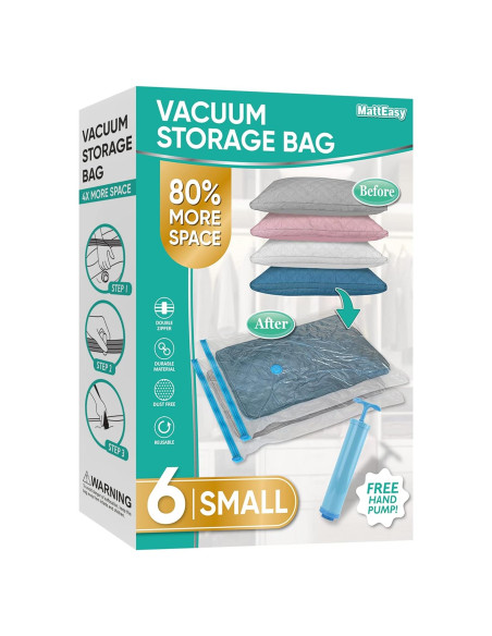 Bolsas de Almacenamiento al Vacío MattEasy 6 Pequeñas 60x40cm Bolsas de Almacenamiento al Vacío MattEasy 6 Pequeñas 60x40cm