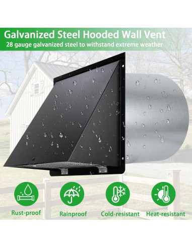 Cubierta de Ventilación Negra JYINCPED 10 cm Acero Galvanizado