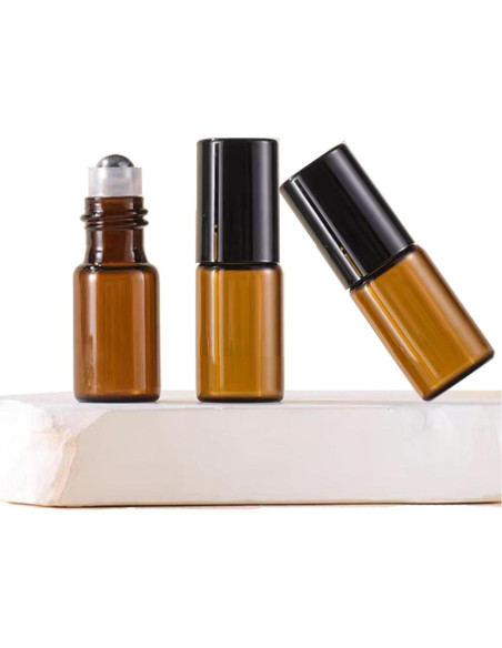 50 Botellas de Rodillo de Vidrio Ámbar 3ml AGENIZ para Aceites 50 Botellas de Rodillo de Vidrio Ámbar 3ml AGENIZ para Aceites