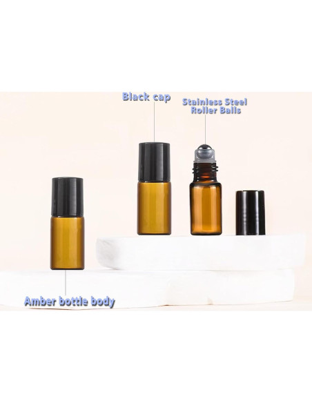 50 Botellas de Rodillo de Vidrio Ámbar 3ml AGENIZ para Aceites 50 Botellas de Rodillo de Vidrio Ámbar 3ml AGENIZ para Aceites