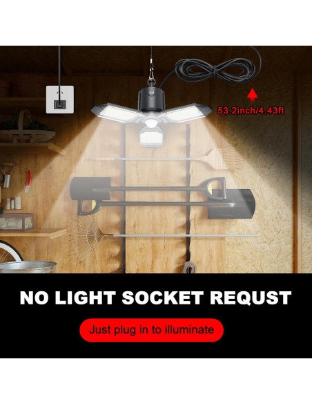 Luz de Garaje LED 80W con Sensor de Movimiento 8000LM Luz de Garaje LED 80W con Sensor de Movimiento 8000LM