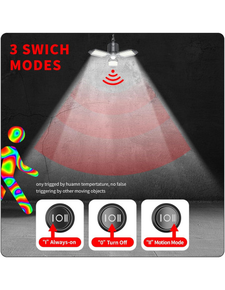 Luz de Garaje LED 80W con Sensor de Movimiento 8000LM Luz de Garaje LED 80W con Sensor de Movimiento 8000LM